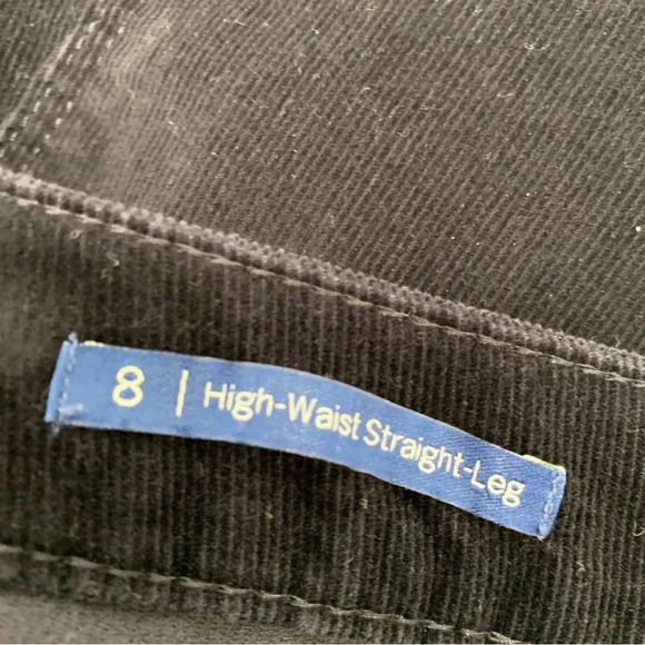 Talbots Corduroy Pants Woman Sz 8  High Waist Straight Leg Blue Pockets Stretch - Picture 8 of 12